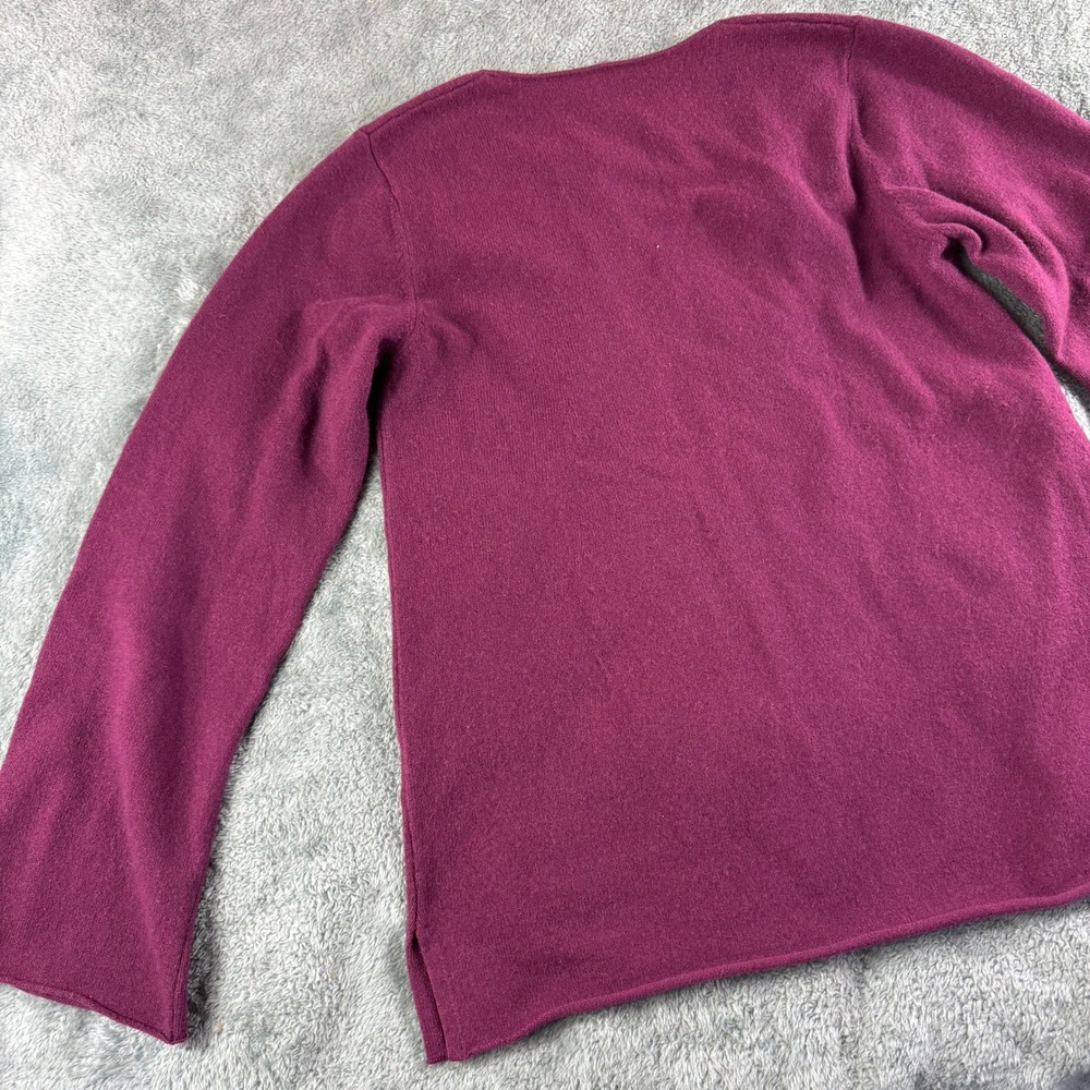 Margaret O Leary 100% Cashmere V‎ Neck Button Front Pullover Sweater Amethyst S - Picture 9 of 10